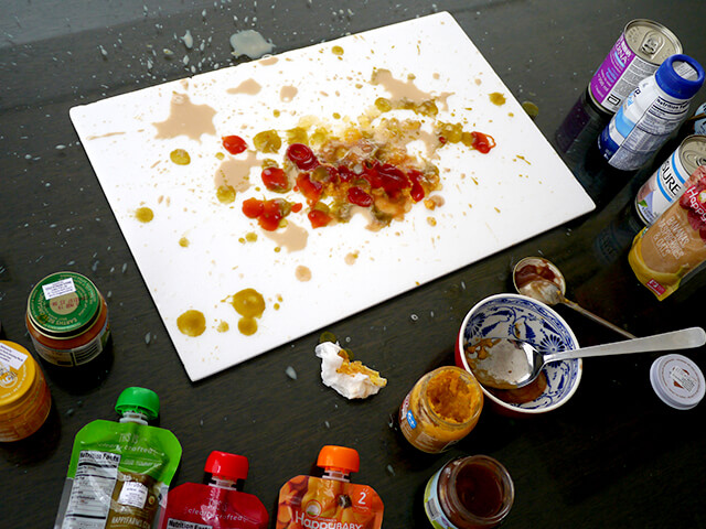 Photographing elements for Paste Abstraction, Baby food, liquid foods series