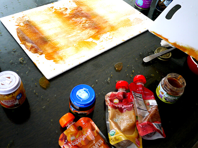 Photographing elements for Paste Abstraction, Baby food, liquid foods series
