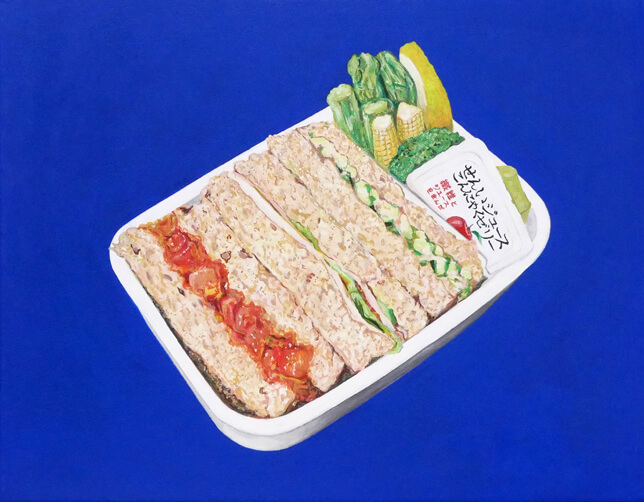 BENTO-August 28, 2018, 白い弁当箱にサンドイッチ、デザートにゼリーの入ったヘルシーサンド弁当