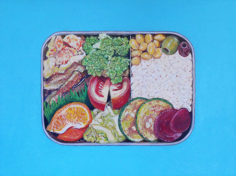 BENTO(夏野菜づくしのベジタリアン弁当)-BENTO-August 15, 2022の絵画作品