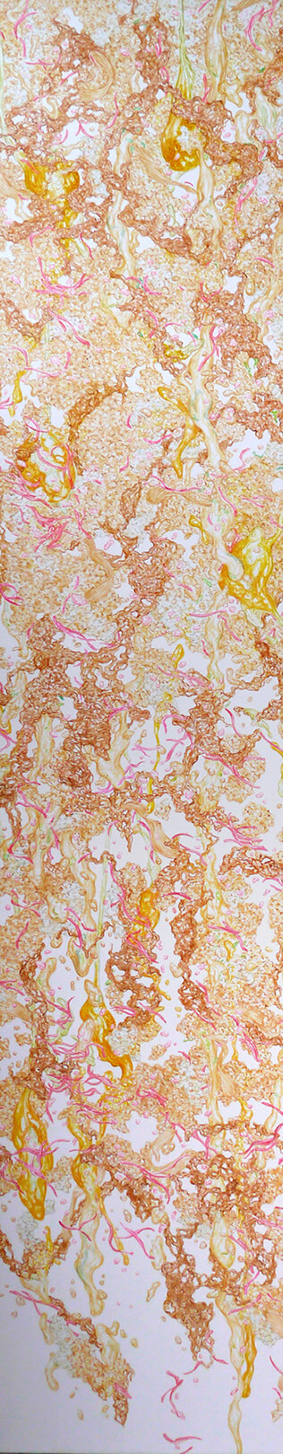 牛丼の滝 #116-01 2015年 パネルにモンバル紙、水彩 123×24cm