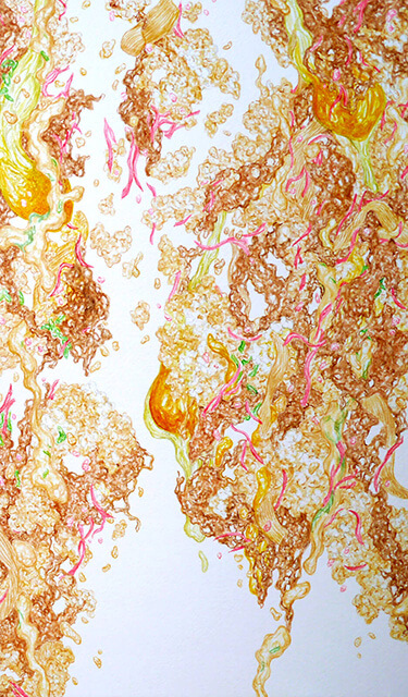 牛丼の滝 #116-02 2015年 パネルにモンバル紙、水彩 41×24cm