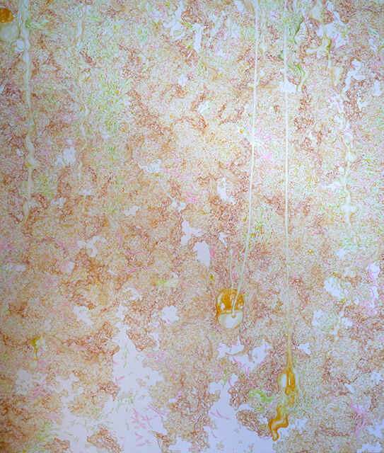 牛丼の滝 #115-01 2014年 パネルにモンバル紙、水彩 72.7×60.6cm