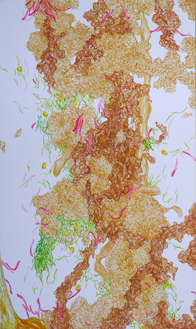 牛丼の滝 #115-11 2014年 パネルにモンバル紙、水彩 41×24cm