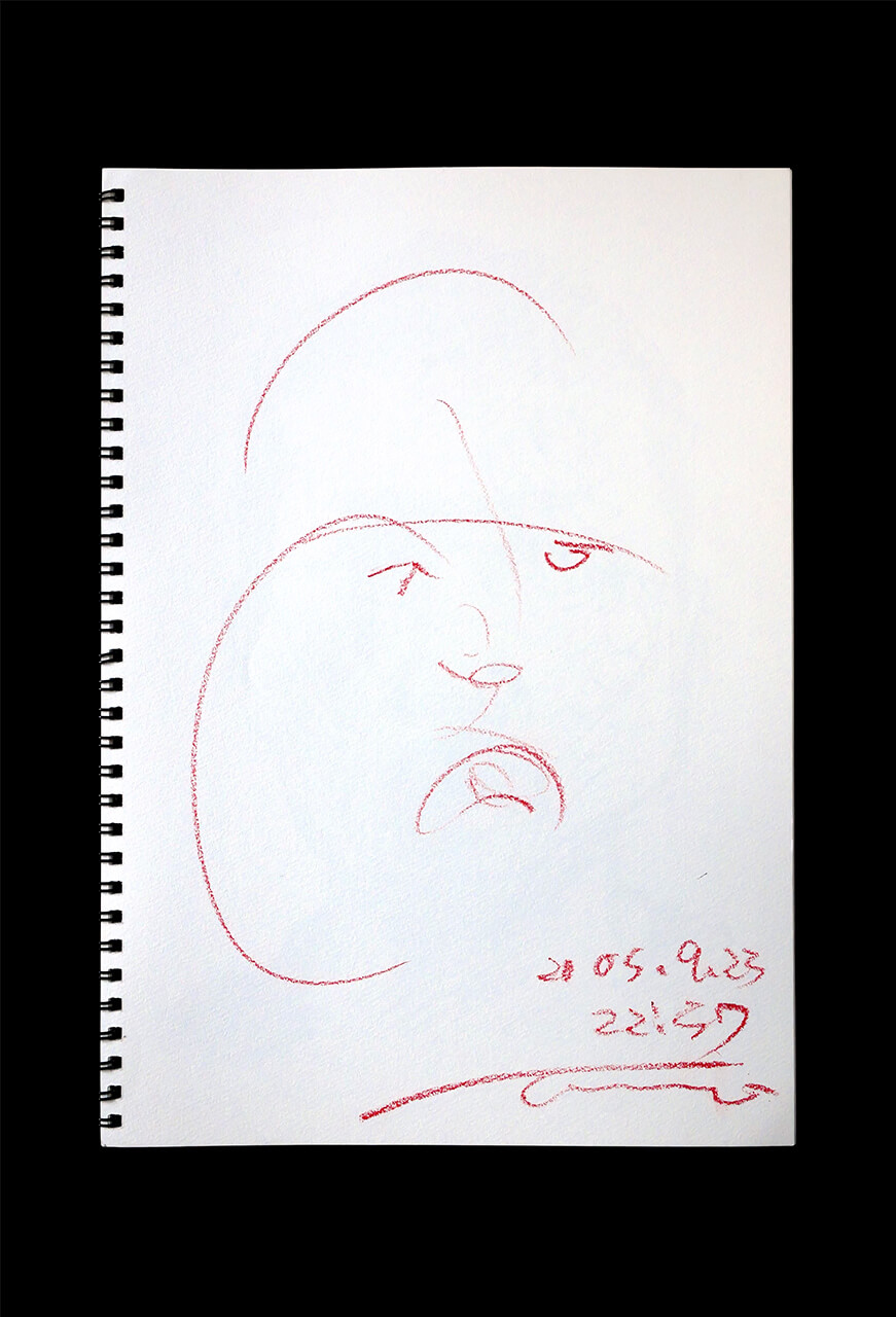 Contemporary artist SHINTAKU Tomoni's 2005/9/25 Self-portrait or pencil drawing