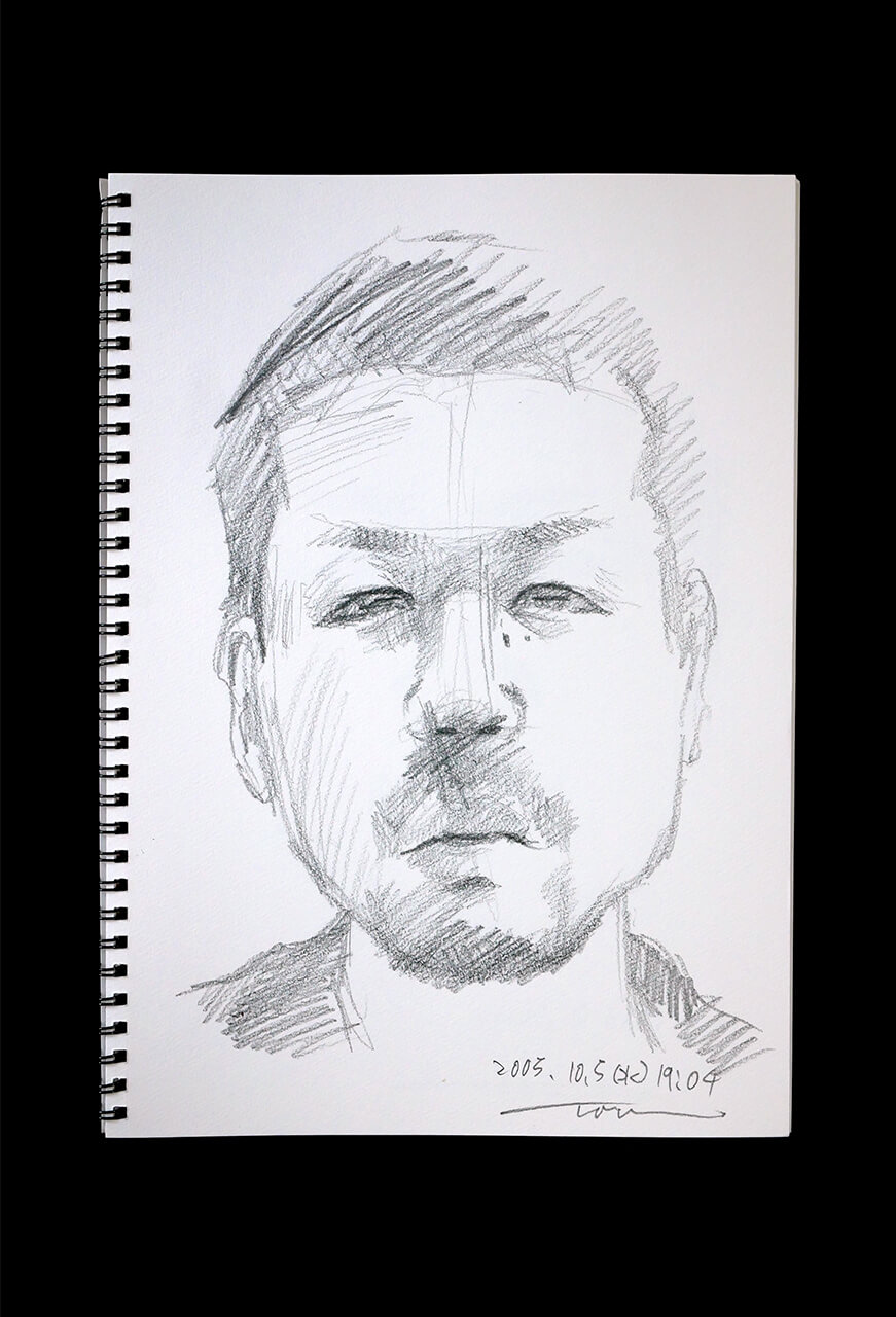 Contemporary artist SHINTAKU Tomoni's 2005/10/5 Self-portrait or pencil drawing