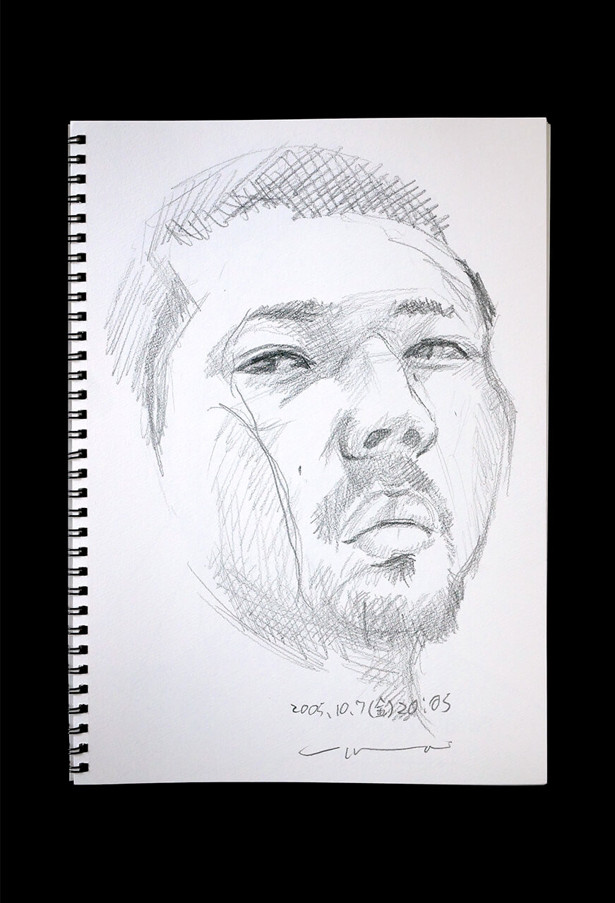Contemporary artist SHINTAKU Tomoni's 2005/10/7 Self-portrait or pencil drawing