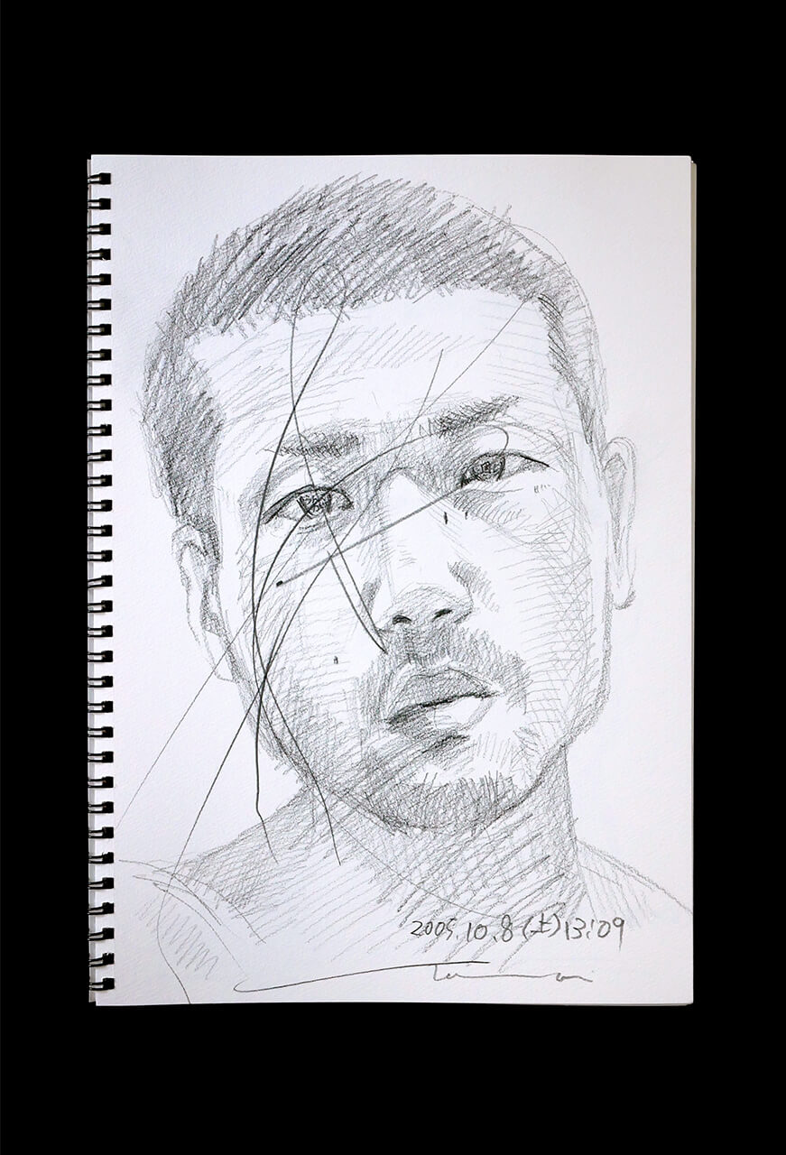 Contemporary artist SHINTAKU Tomoni's 2005/10/8 Self-portrait or pencil drawing