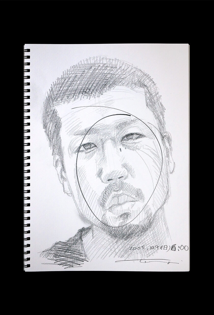Contemporary artist SHINTAKU Tomoni's 2005/10/9 Self-portrait or pencil drawing