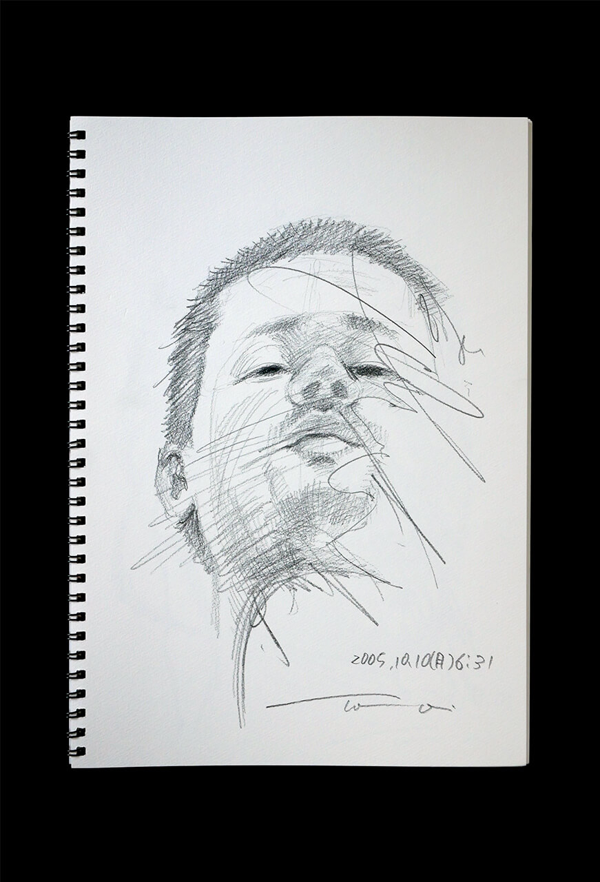 Contemporary artist SHINTAKU Tomoni's 2005/10/10 Self-portrait or pencil drawing