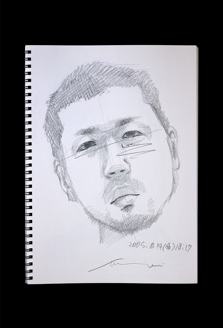 Contemporary artist SHINTAKU Tomoni's 2005/10/14 Self-portrait or pencil drawing