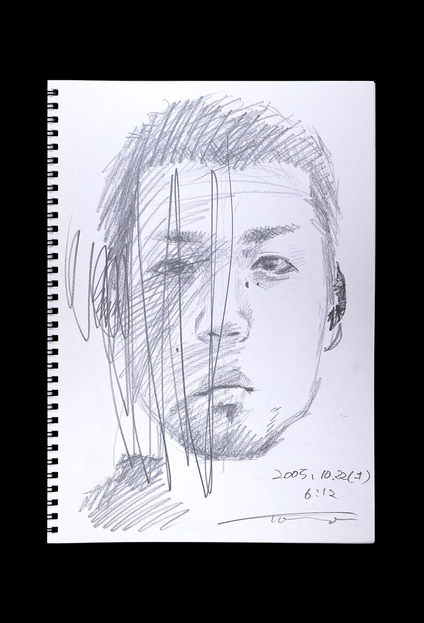 Contemporary artist SHINTAKU Tomoni's 2005/10/22 Self-portrait or pencil drawing