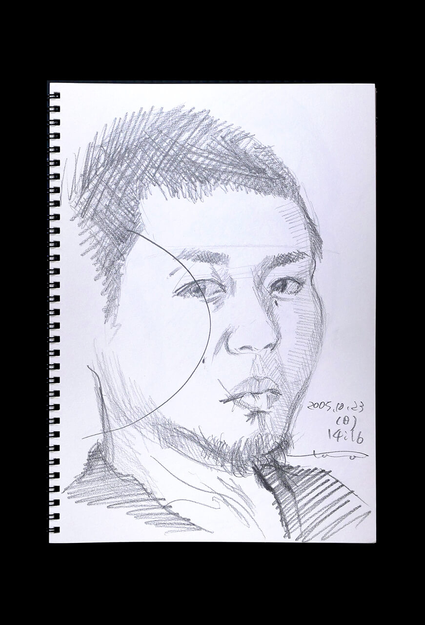 Contemporary artist SHINTAKU Tomoni's 2005/10/23 Self-portrait or pencil drawing