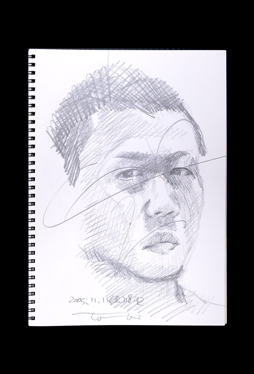 Contemporary artist SHINTAKU Tomoni's 2005/11/11 Self-portrait or pencil drawing