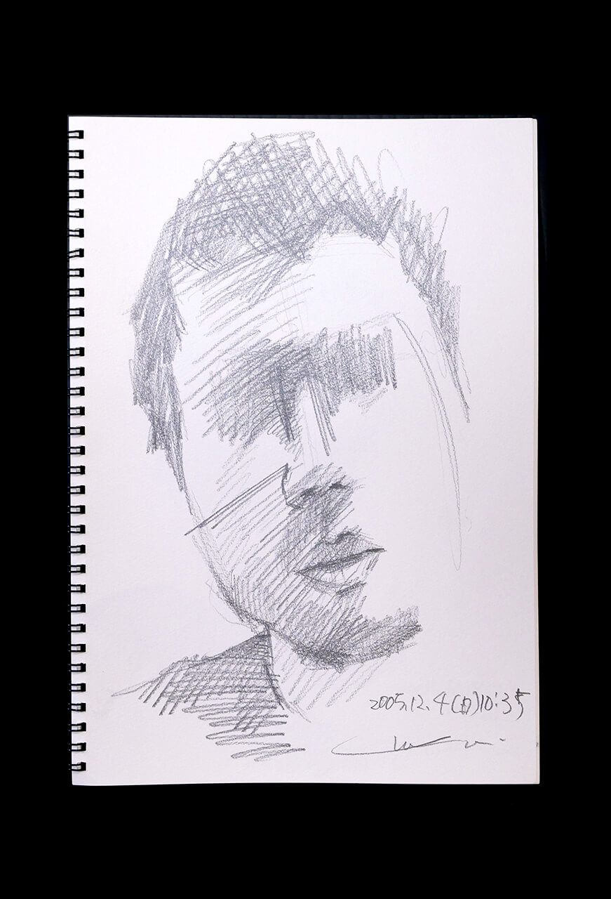 Contemporary artist SHINTAKU Tomoni's 2005/12/4 Self-portrait or pencil drawing