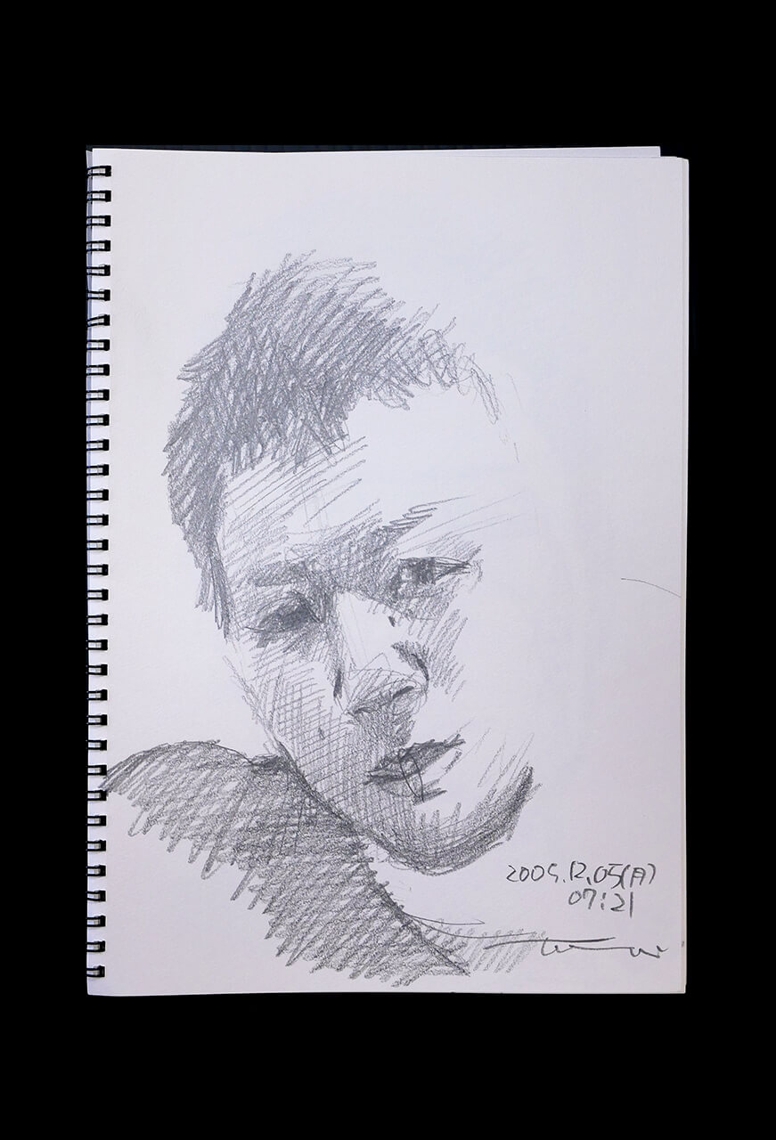 Contemporary artist SHINTAKU Tomoni's 2005/12/5 Self-portrait or pencil drawing