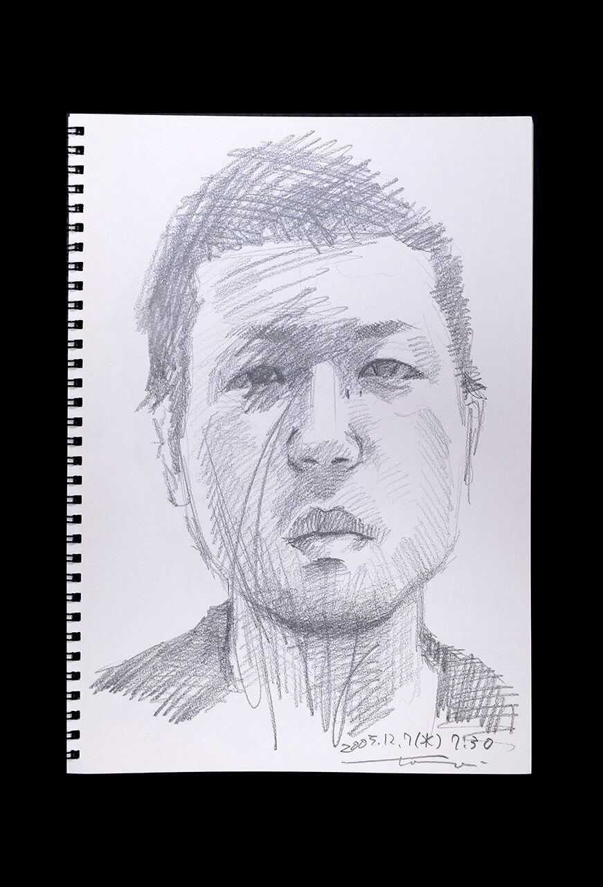 Contemporary artist SHINTAKU Tomoni's 2005/12/7 Self-portrait or pencil drawing