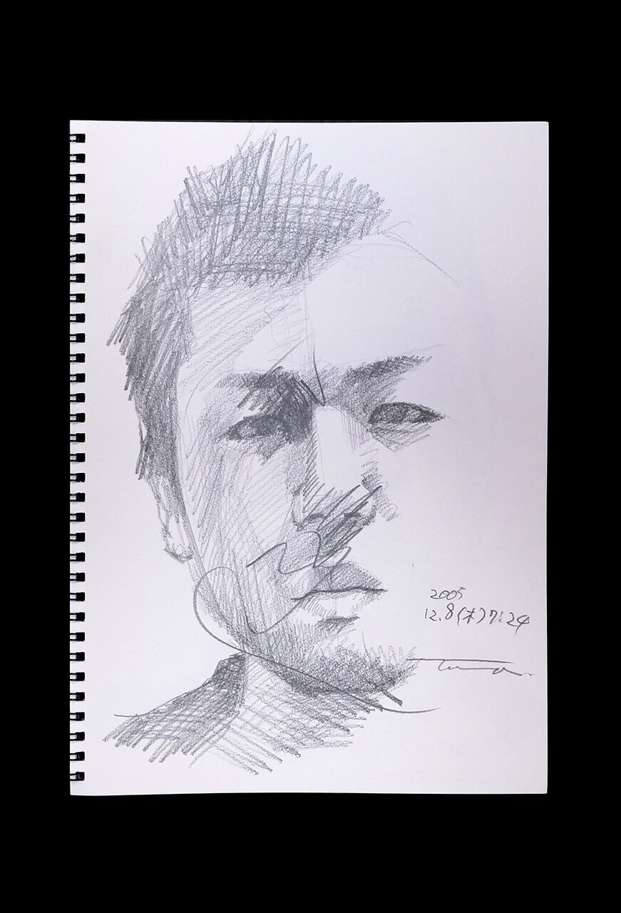 Contemporary artist SHINTAKU Tomoni's 2005/12/8 Self-portrait or pencil drawing