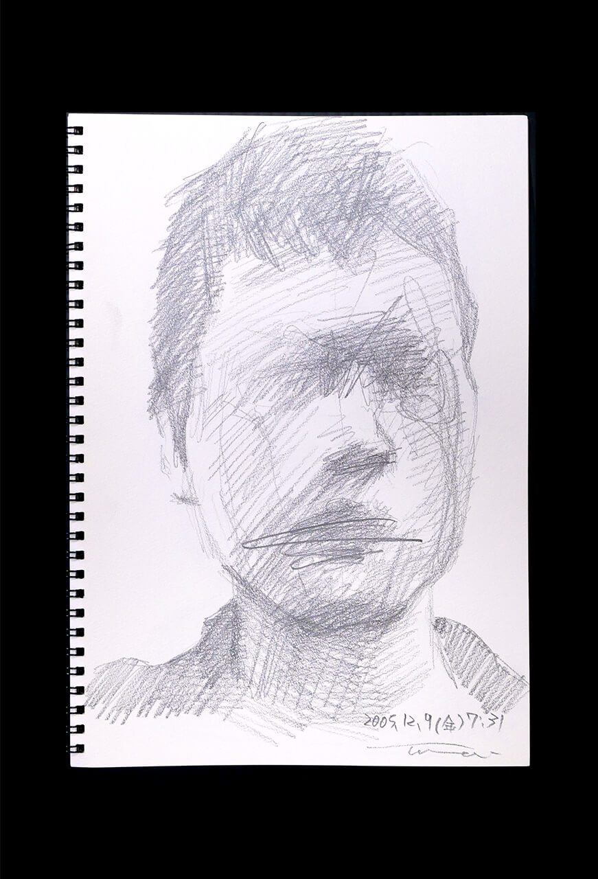 Contemporary artist SHINTAKU Tomoni's 2005/12/9 Self-portrait or pencil drawing