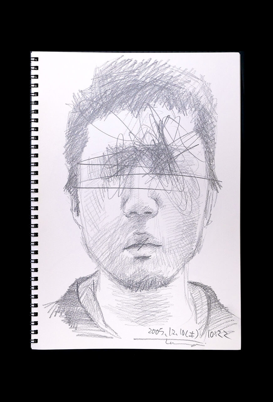 Contemporary artist SHINTAKU Tomoni's 2005/12/10 Self-portrait or pencil drawing