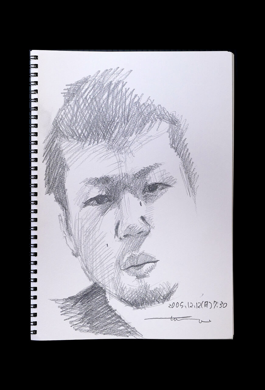 Contemporary artist SHINTAKU Tomoni's 2005/12/12 Self-portrait or pencil drawing