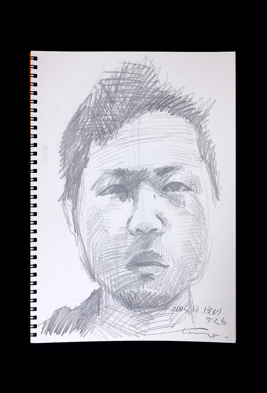 Contemporary artist SHINTAKU Tomoni's 2005/12/13 Self-portrait or pencil drawing