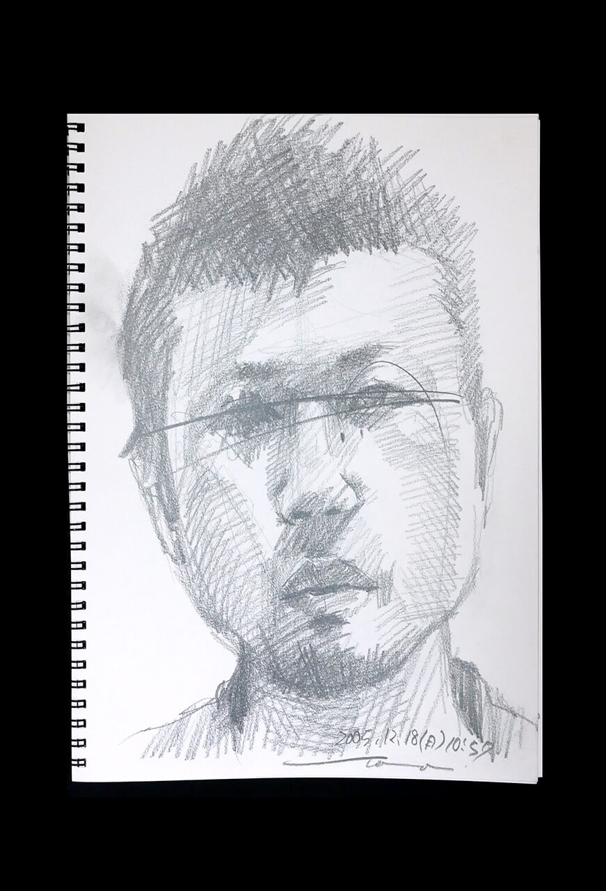 Contemporary artist SHINTAKU Tomoni's 2005/12/18 Self-portrait or pencil drawing