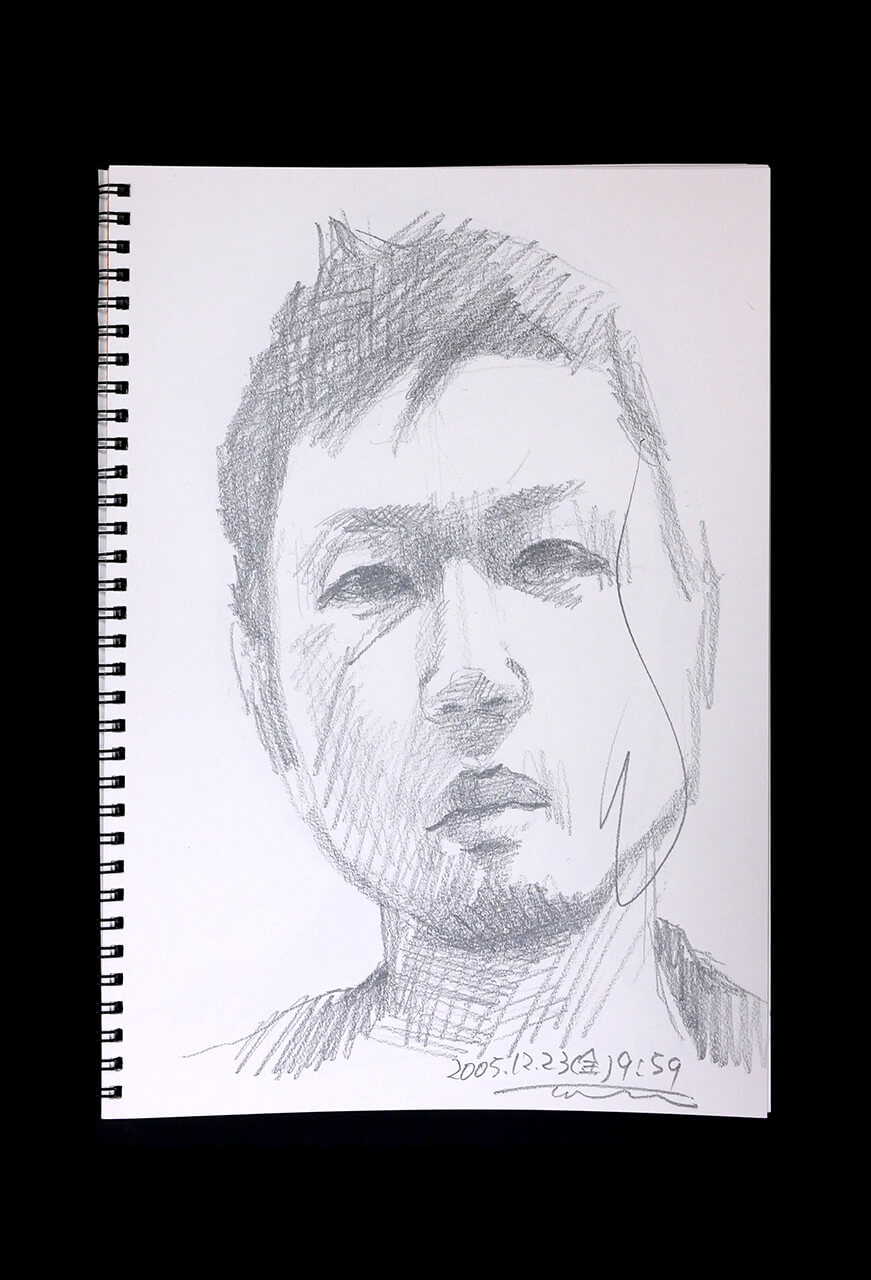 Contemporary artist SHINTAKU Tomoni's 2005/12/23 Self-portrait or pencil drawing
