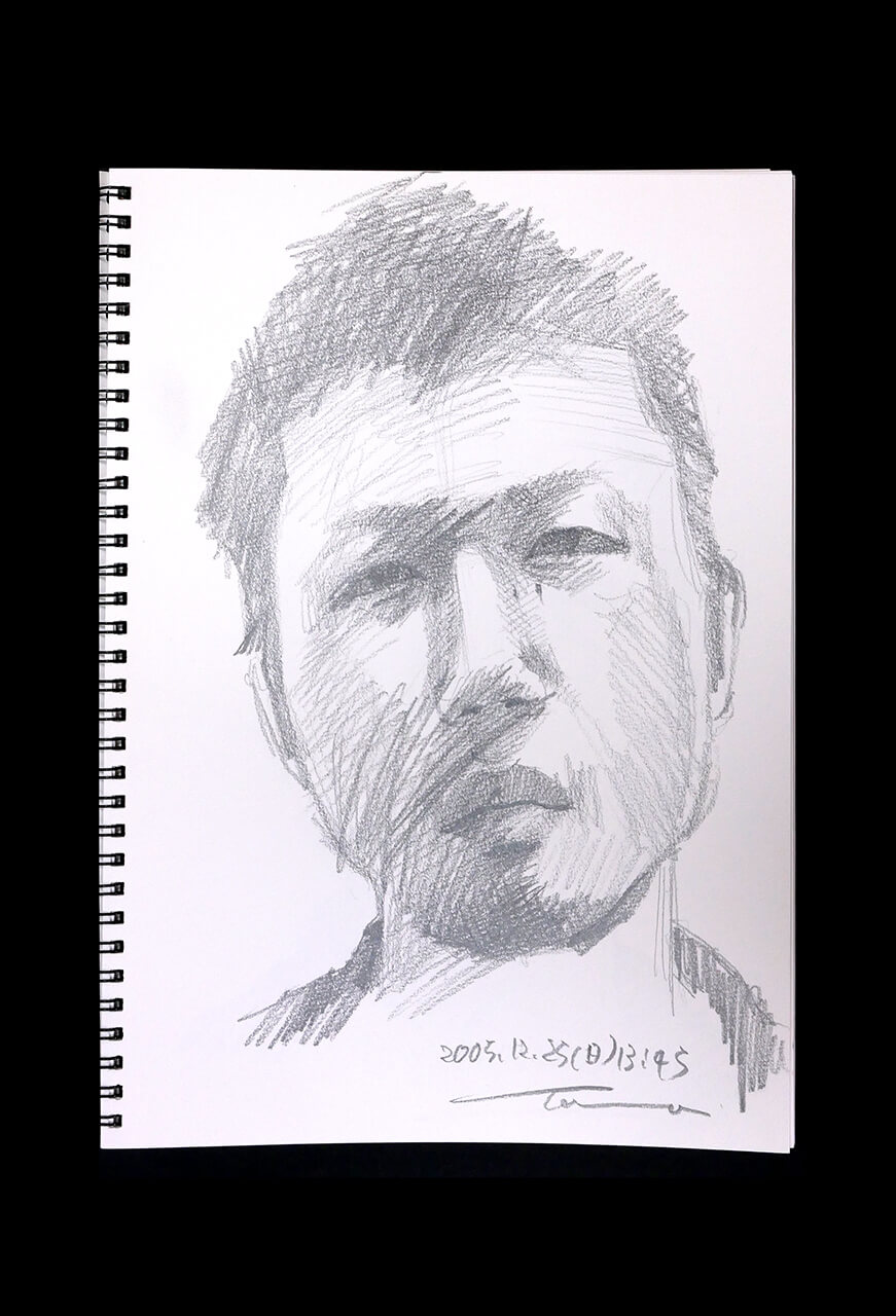 Contemporary artist SHINTAKU Tomoni's 2005/12/25 Self-portrait or pencil drawing