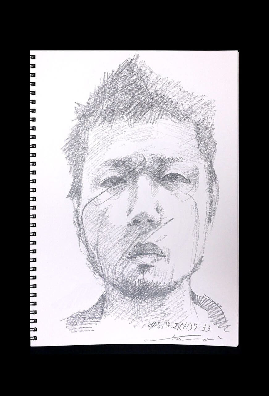 Contemporary artist SHINTAKU Tomoni's 2005/12/27 Self-portrait or pencil drawing