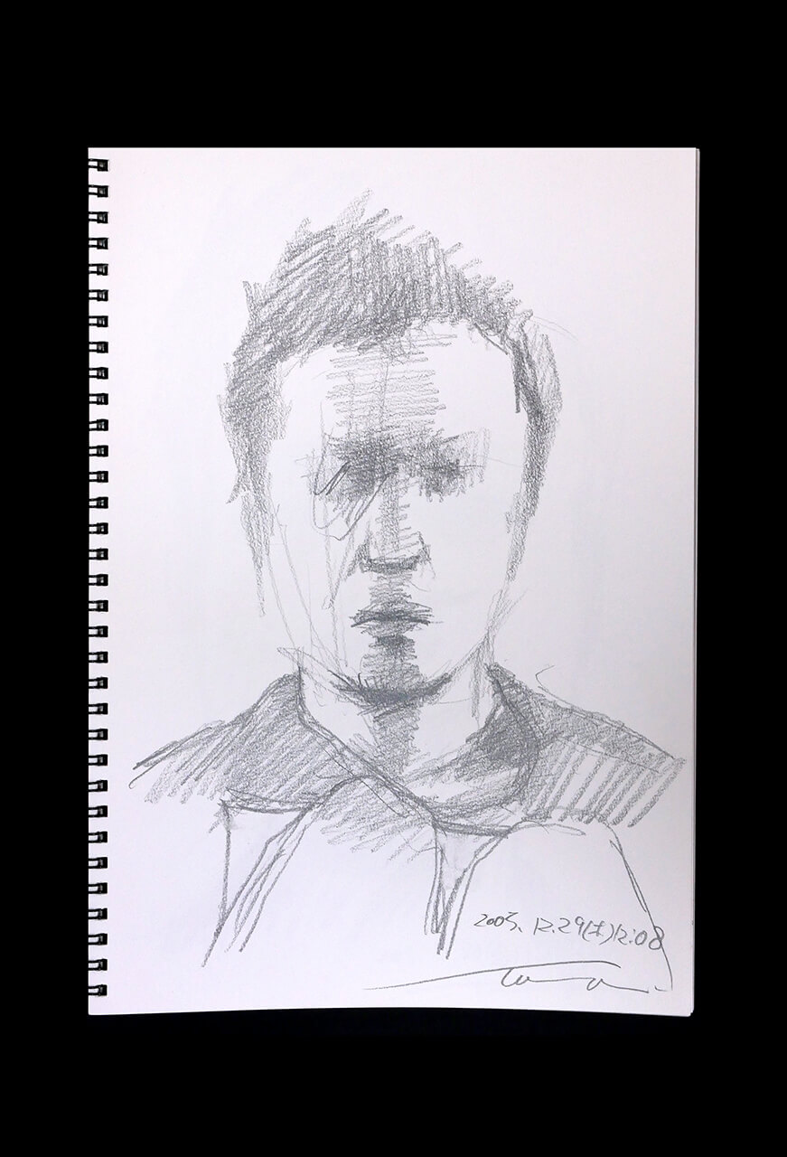 Contemporary artist SHINTAKU Tomoni's 2005/12/29 Self-portrait or pencil drawing