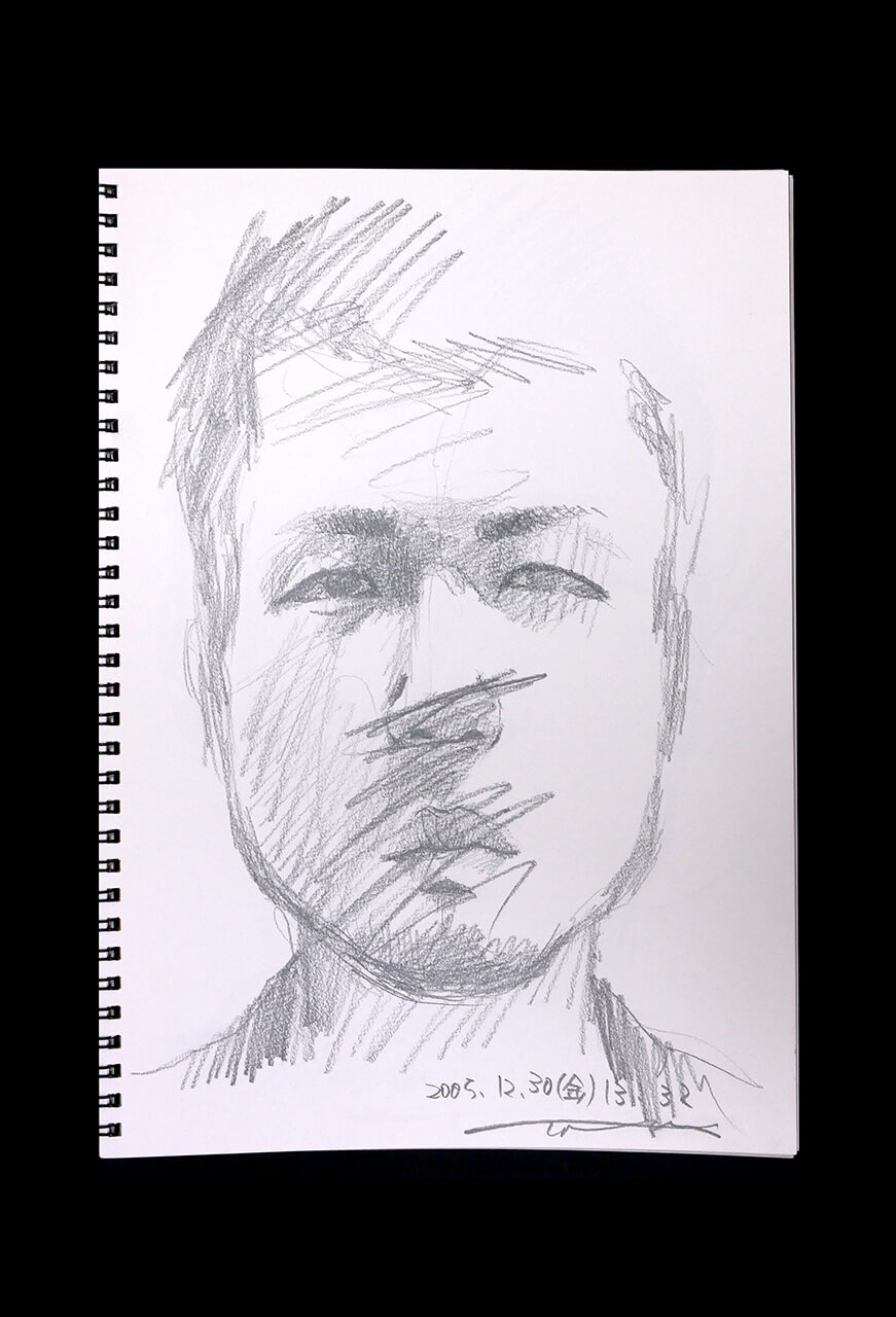 Contemporary artist SHINTAKU Tomoni's 2005/12/30 Self-portrait or pencil drawing