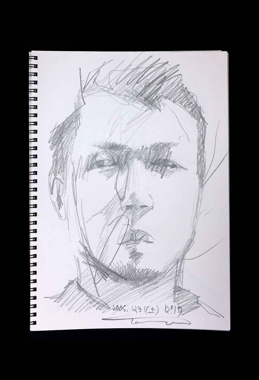 Contemporary artist SHINTAKU Tomoni's 2005/12/31 Self-portrait or pencil drawing