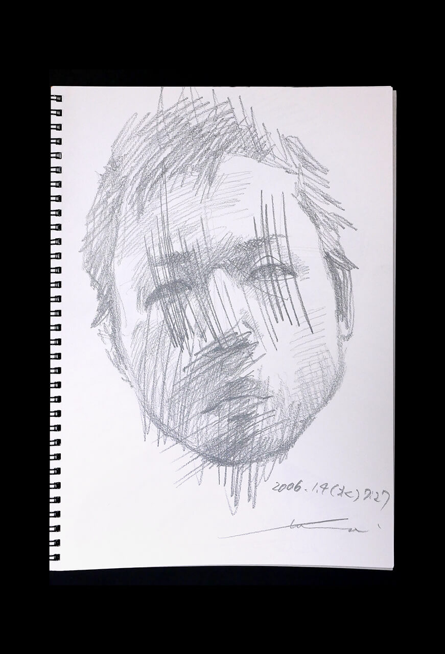 Contemporary artist SHINTAKU Tomoni's 2006/1/4 Self-portrait or pencil drawing