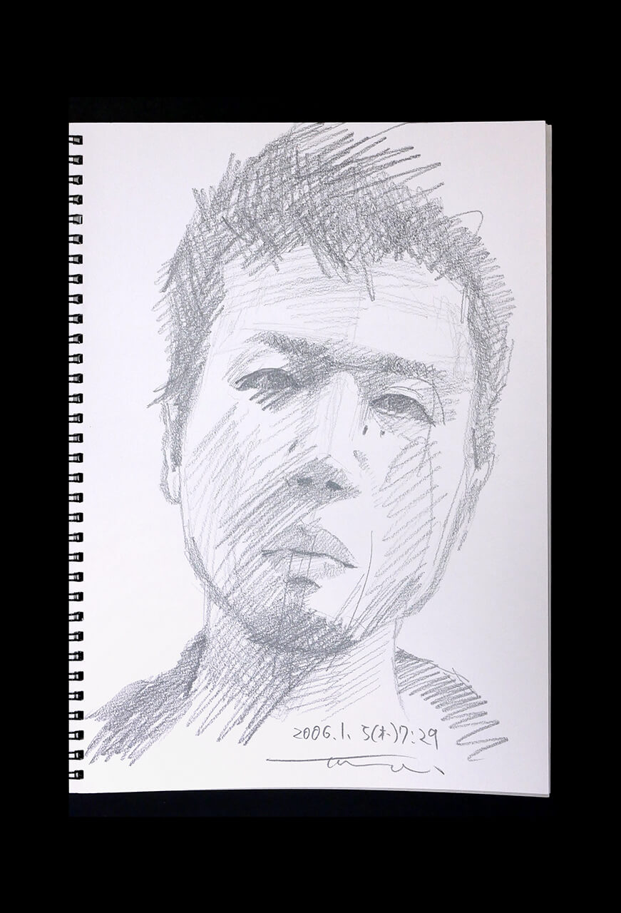 Contemporary artist SHINTAKU Tomoni's 2006/1/5 Self-portrait or pencil drawing
