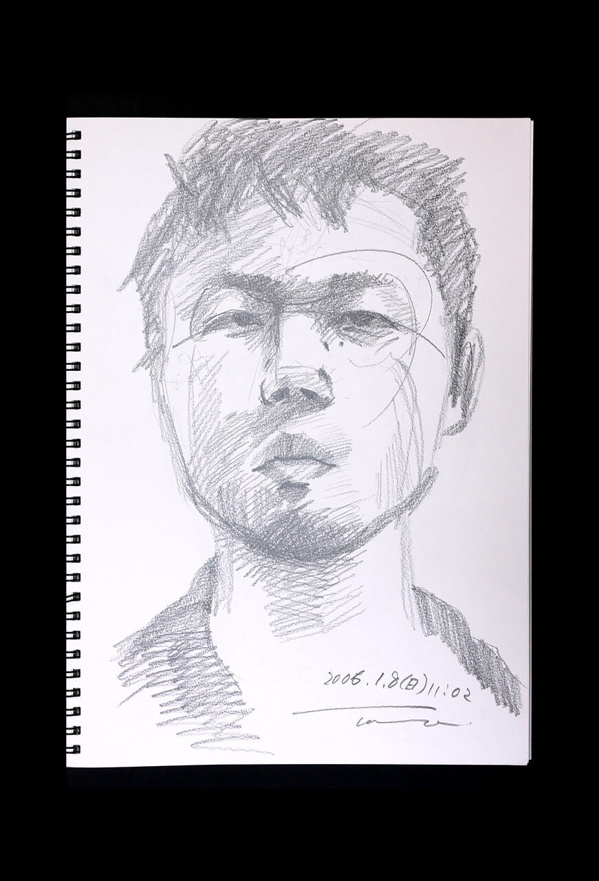 Contemporary artist SHINTAKU Tomoni's 2006/1/8 Self-portrait or pencil drawing