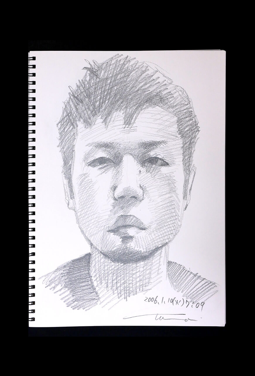 Contemporary artist SHINTAKU Tomoni's 2006/1/10 Self-portrait or pencil drawing