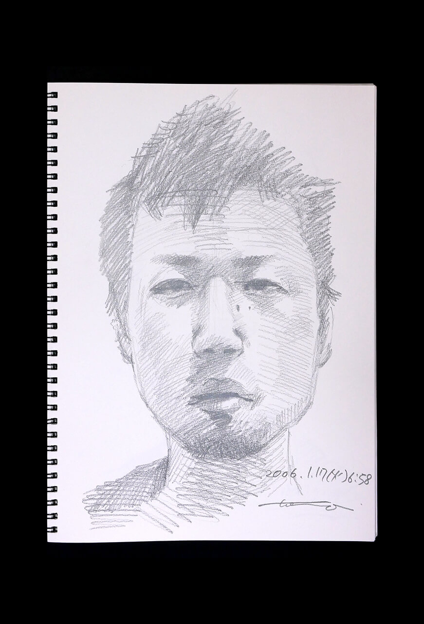 Contemporary artist SHINTAKU Tomoni's 2006/1/17 Self-portrait or pencil drawing