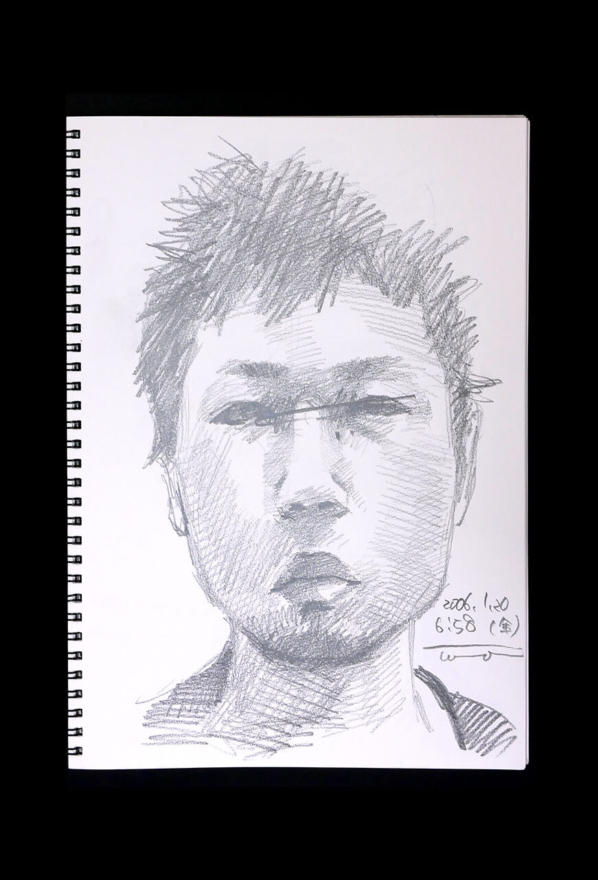 Contemporary artist SHINTAKU Tomoni's 2006/1/20 Self-portrait or pencil drawing