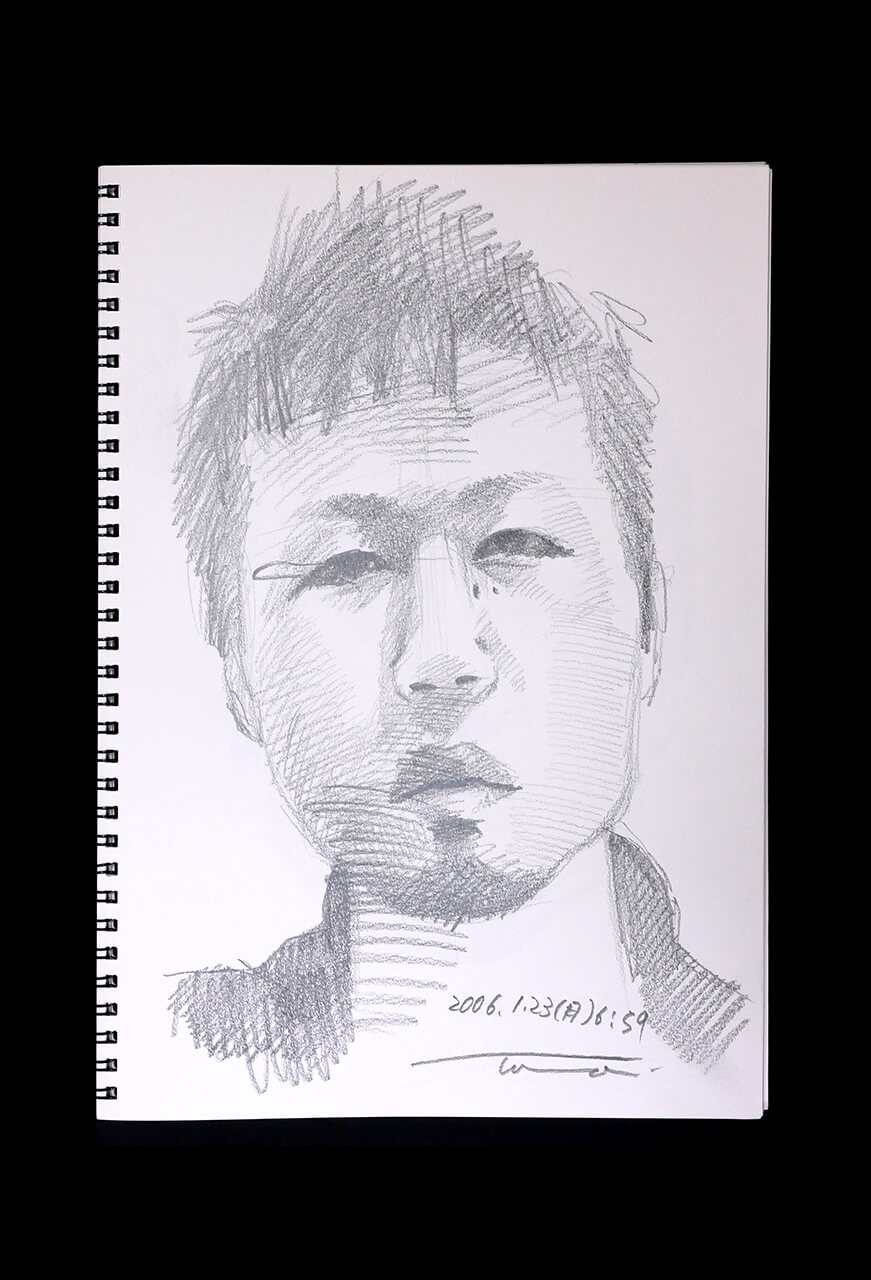 Contemporary artist SHINTAKU Tomoni's 2006/1/23 Self-portrait or pencil drawing