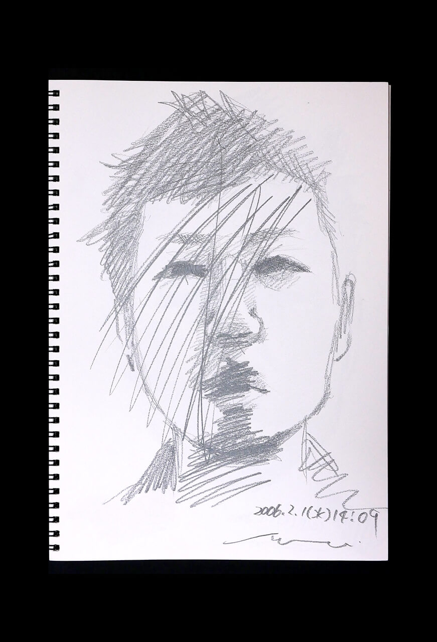 Contemporary artist SHINTAKU Tomoni's 2006/2/1 Self-portrait or pencil drawing