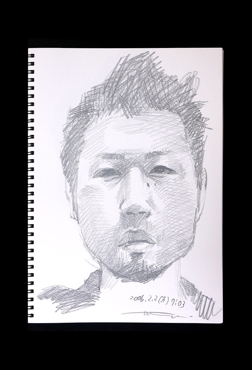 Contemporary artist SHINTAKU Tomoni's 2006/2/2 Self-portrait or pencil drawing