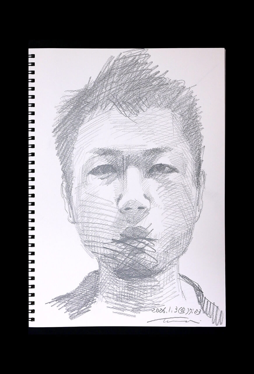 Contemporary artist SHINTAKU Tomoni's 2006/2/3 Self-portrait or pencil drawing