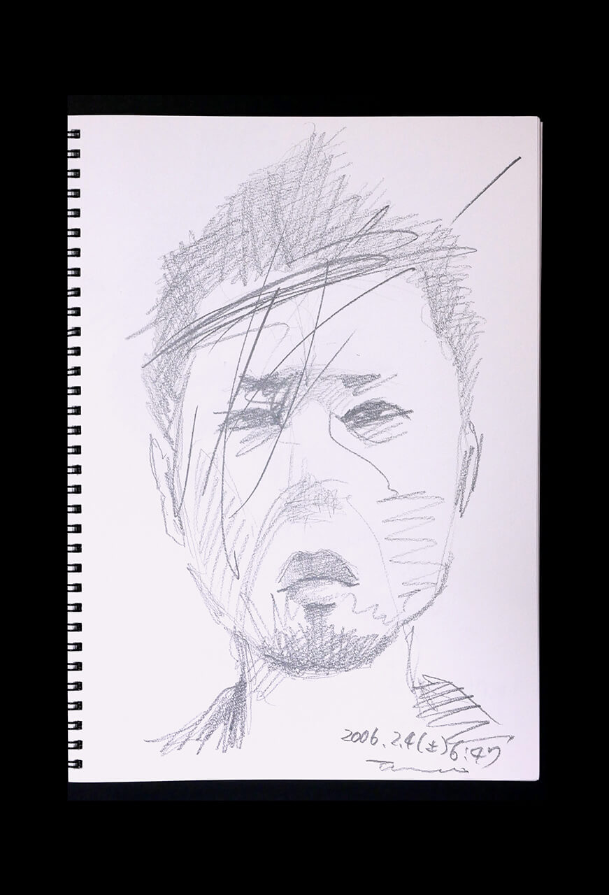 Contemporary artist SHINTAKU Tomoni's 2006/2/4 Self-portrait or pencil drawing