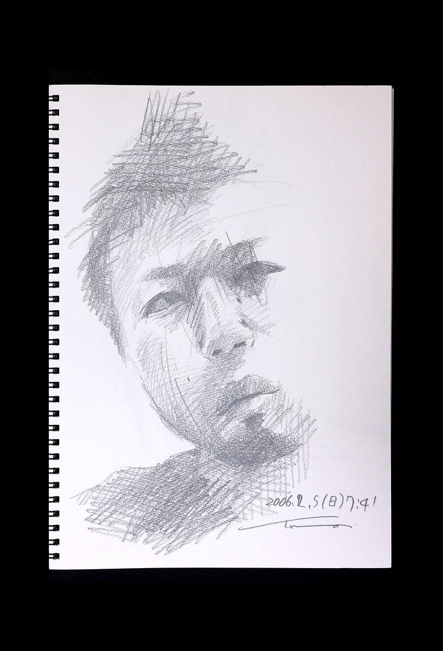 Contemporary artist SHINTAKU Tomoni's 2006/2/5 Self-portrait or pencil drawing