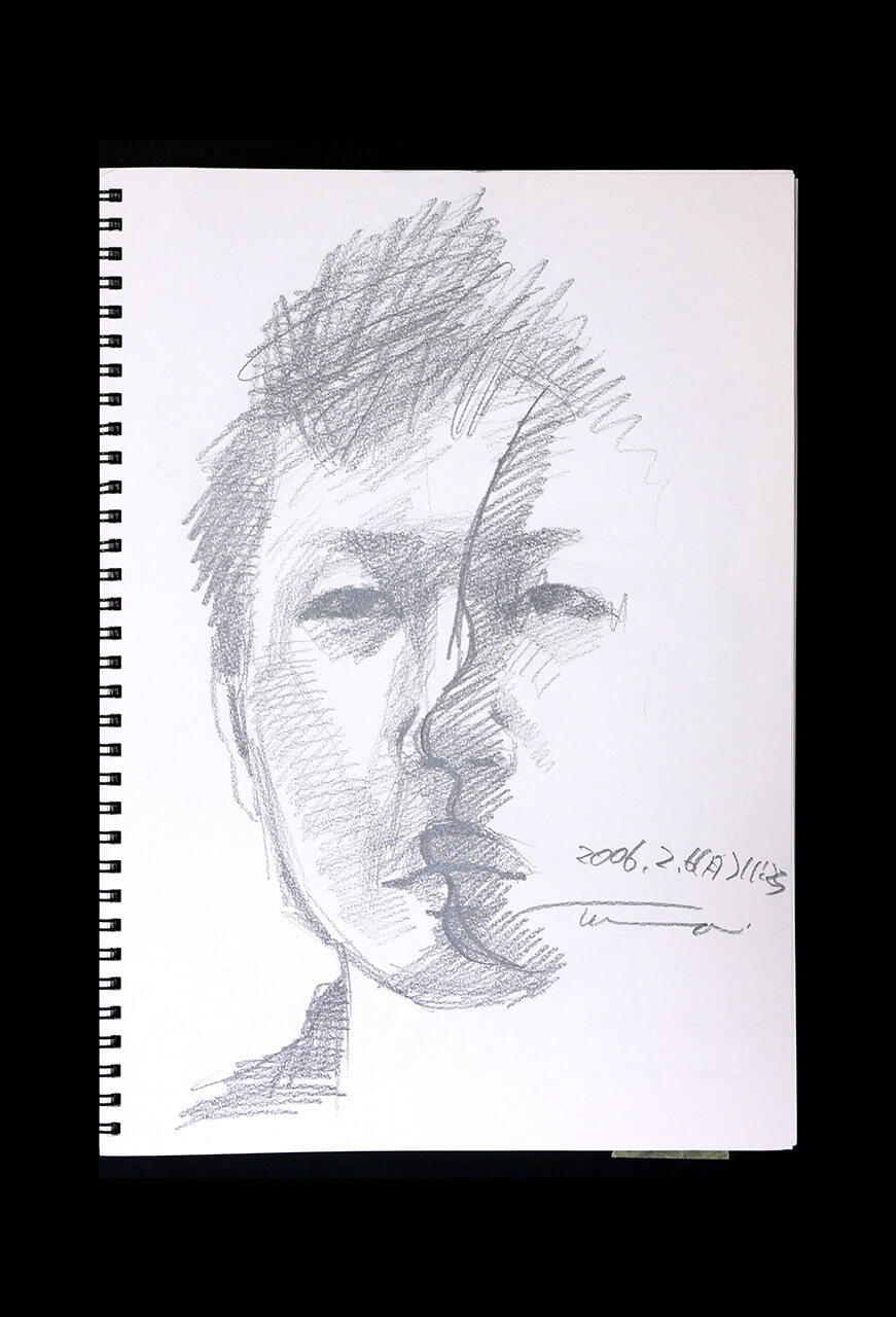 Contemporary artist SHINTAKU Tomoni's 2006/2/6 Self-portrait or pencil drawing