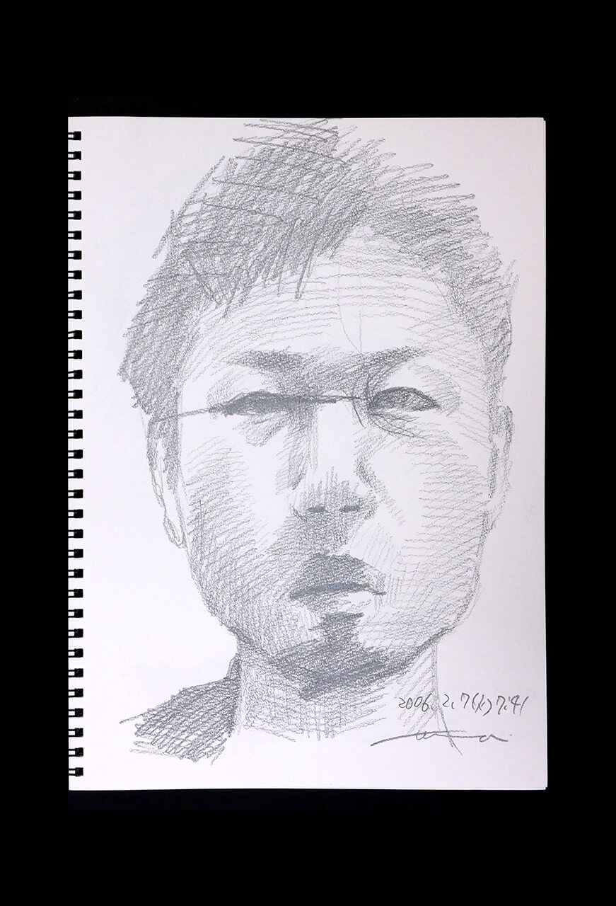 Contemporary artist SHINTAKU Tomoni's 2006/2/7 Self-portrait or pencil drawing