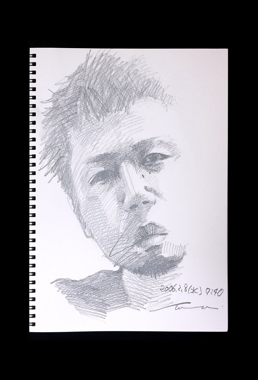Contemporary artist SHINTAKU Tomoni's 2006/2/8 Self-portrait or pencil drawing
