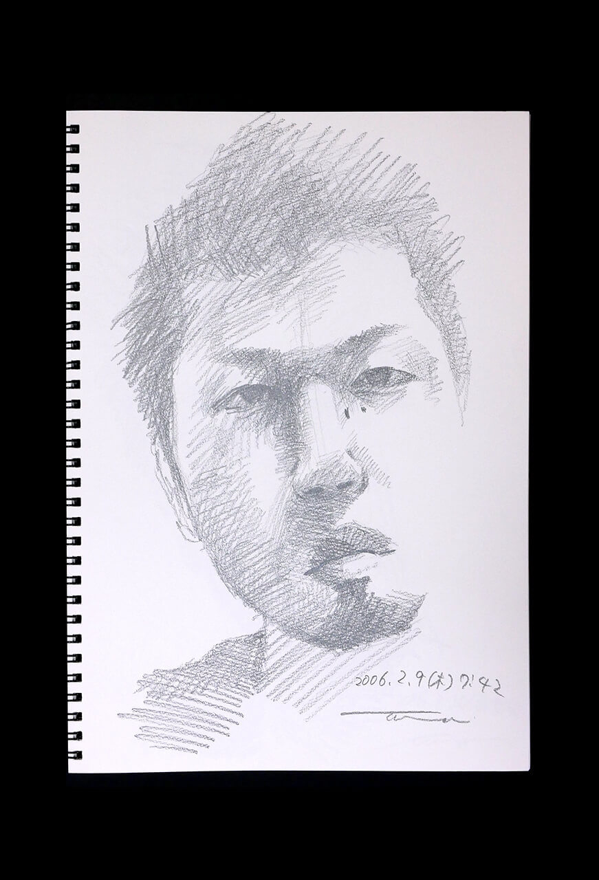 Contemporary artist SHINTAKU Tomoni's 2006/2/9 Self-portrait or pencil drawing