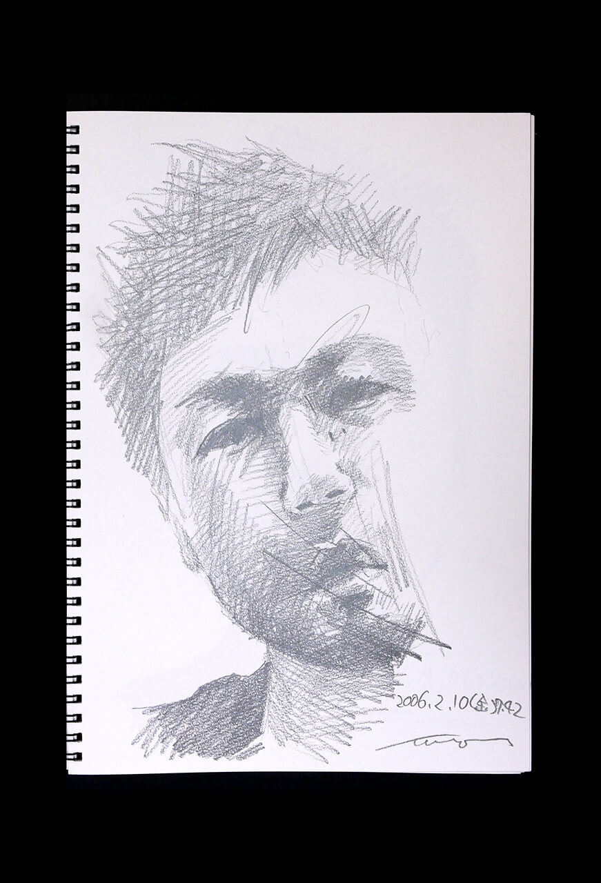 Contemporary artist SHINTAKU Tomoni's 2006/2/10 Self-portrait or pencil drawing